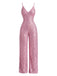 Combinaison rose bretelles spaghetti col V sequins années 1930