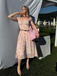 [Prévente] Robe rose floral décolleté cœur avec nœud années 50