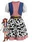 Robe patchwork peau vache carreaux multicolores et manches chauve-souris années 1970