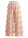 Rose à Pois Tulle à Volants Étagés Volant Pantalon Années 1970