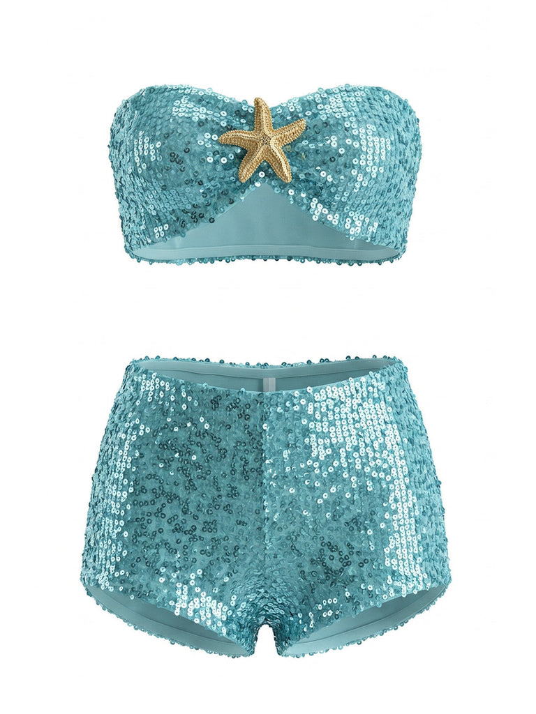Maillot de Bain à Paillettes Étoile de Mer Bandeau Années 1950