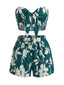2PCS Ensemble bustier et short à imprimé floral tropical années 1930