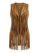 Faux Daim Pompon Disco Gilet Set Années 1970 3
