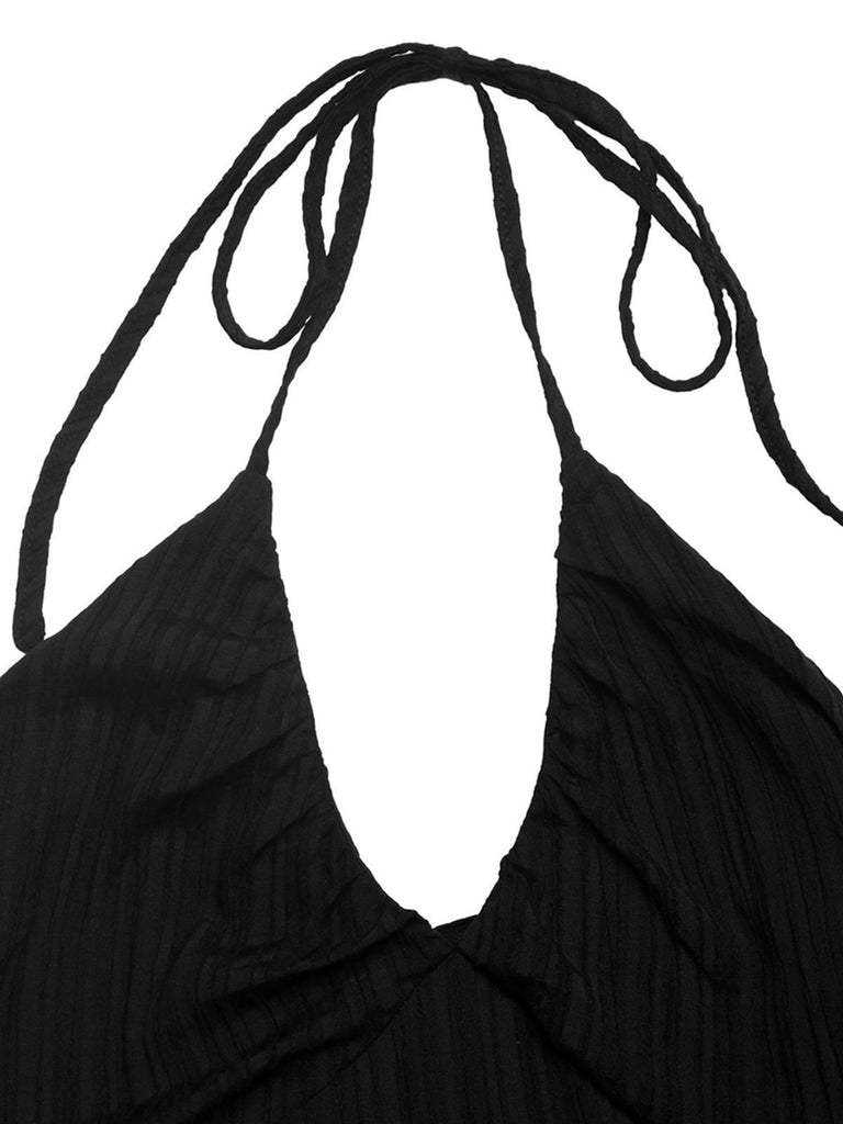Robe Longue Noir Halter Dos Nu Années 1930