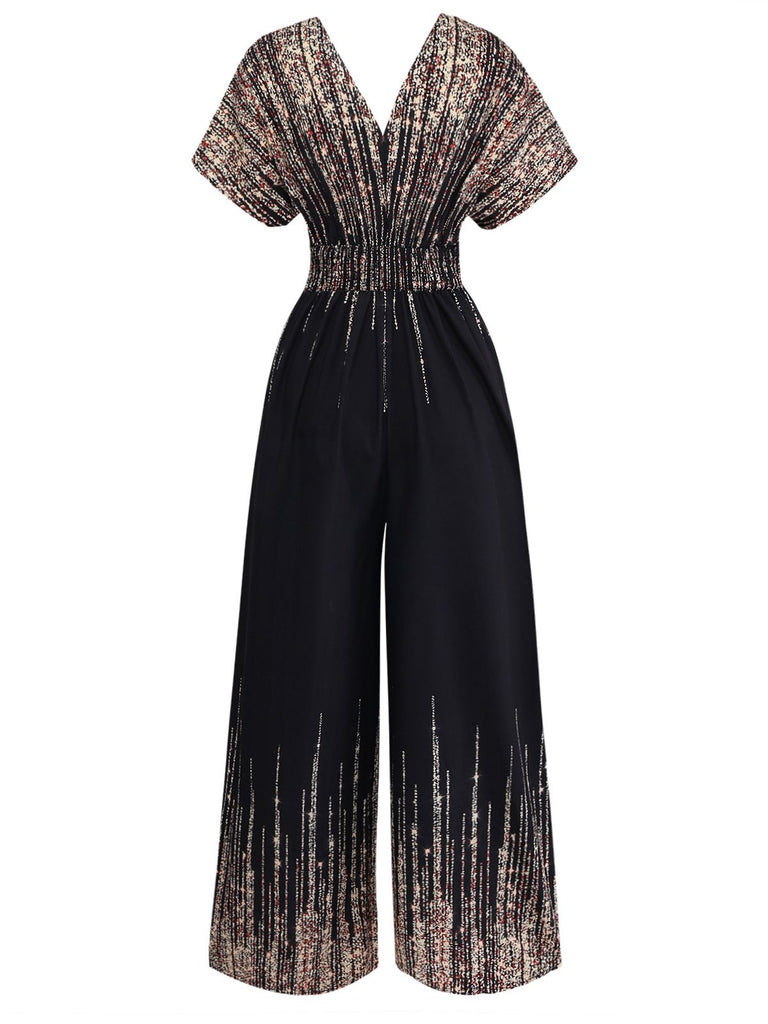 Combinaison Col V High Waist Noir Années 1950 2