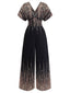 Combinaison noire col en V et taille haute années 1950