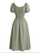 Vert Col Carré Manches Bouffantes Bohème Robe Années 1970 6