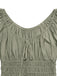 Vert Col Carré Manches Bouffantes Bohème Robe Années 1970 8