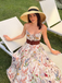 Robe Bleue Slip Bohème Col V Fleurs Aquarelle Années 30