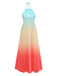 Robe Longue Multicolore Halter à Dégradé Plissé Années '30 2