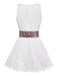 Blanc Col V Sans Manches Bohème Mini Robe Années 1970 3