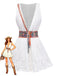 Blanc Col V Sans Manches Bohème Mini Robe Années 1970
