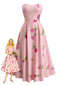 Robe Swing florale sans bretelles à taille haute années 1940
