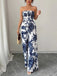 Combinaison Bleue Bustier à Imprimé Céleste et Fronces Années '70 4