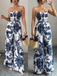 Combinaison Bleue Bustier à Imprimé Céleste et Fronces Années '70 6