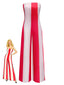 Combinaison rouge rayée bustier et jambes larges années 1940