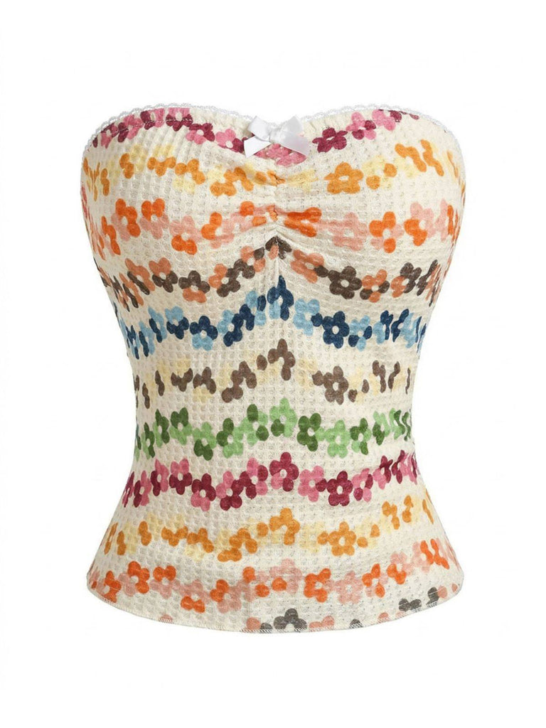 Top bandeau floral dégradé à nœud années 2000