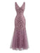 Robe Slim Sans Manches Col V à Broderie et Tulle Années '30 2
