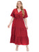 [Grande Taille] à Pois Col V Manches Courtes Robe Longue Années 1940 5