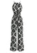 Noir Halter Abstrait Imprimé Ceinturé Combinaison Années 1930 2