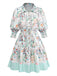 Robe Coastal Manches Bouffantes Shirt Vert Années 1970 2