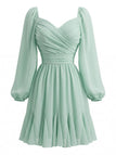 Robe à Volants Manches Lanternes Mousseline Vert Clair années 50 2