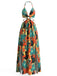 Robe Longue Halter Dos Nu Fendue Florale Années 1930 2