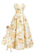 Robe Longue Bustier Florale Jaune Années 1930