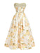 Robe Longue Bustier Florale Jaune Années 1930 3