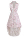 Robe à Ourlet Asymétrique Volants Florale Violette Années 1970 2