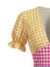 Robe Multicolore Col V Patchwork à Carreaux Années 1940