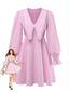 Robe Manches Bouffantes Volantées Vichy Rose Années 50