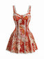Robe Mini Rouge Corset Dentelle Floral Années 1960