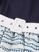 Robe Évasée Ceinturée Imprimé Géométrique Bleu Foncé Années 1950 4