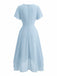 Robe Unie Col V en Mousseline Asymmetrical Années 1950