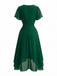 Robe Unie Col V en Mousseline Asymmetrical Années 1950