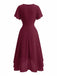 Robe Unie Col V en Mousseline Asymmetrical Années 1950