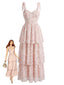 Robe Rose Imprimé Floral À Couches Années 1940