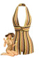 [Prévente] Combishort Col V Profond Tricot Zig-Zag Multicolore Années 70