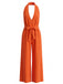 Combinaison à Jambes Larges Halter Col V Profond Ceinturée Unie Années 1930 2