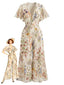 [Prévente] Combinaison Floral Col V Manches Volantes Années 1950