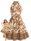 Robe swing florale dos nu et ceinturée années 50