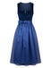 Robe en velours à imprimé cachemire avec tablier et haut en dentelle années 1950