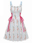 Robe Midi Bretelles Fleur Bleu Années 1950