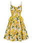 Robe Midi Verte Bretelles Citron Années 1950
