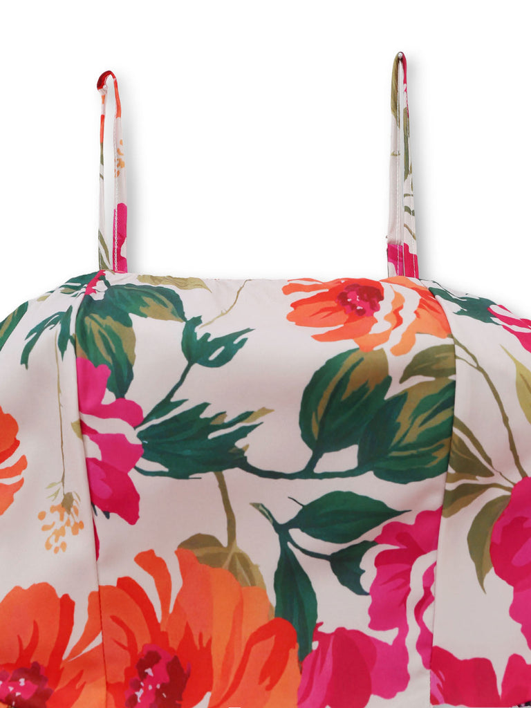 Robe à Bretelles Spaghetti Floral Style Boho Années 70
