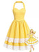 [Prévente] Robe à Étages Dos-Nu en Coton à Pois Nœud Jaune Années 50