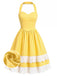 [Prévente] Robe à Étages Dos-Nu en Coton à Pois Nœud Jaune Années 50