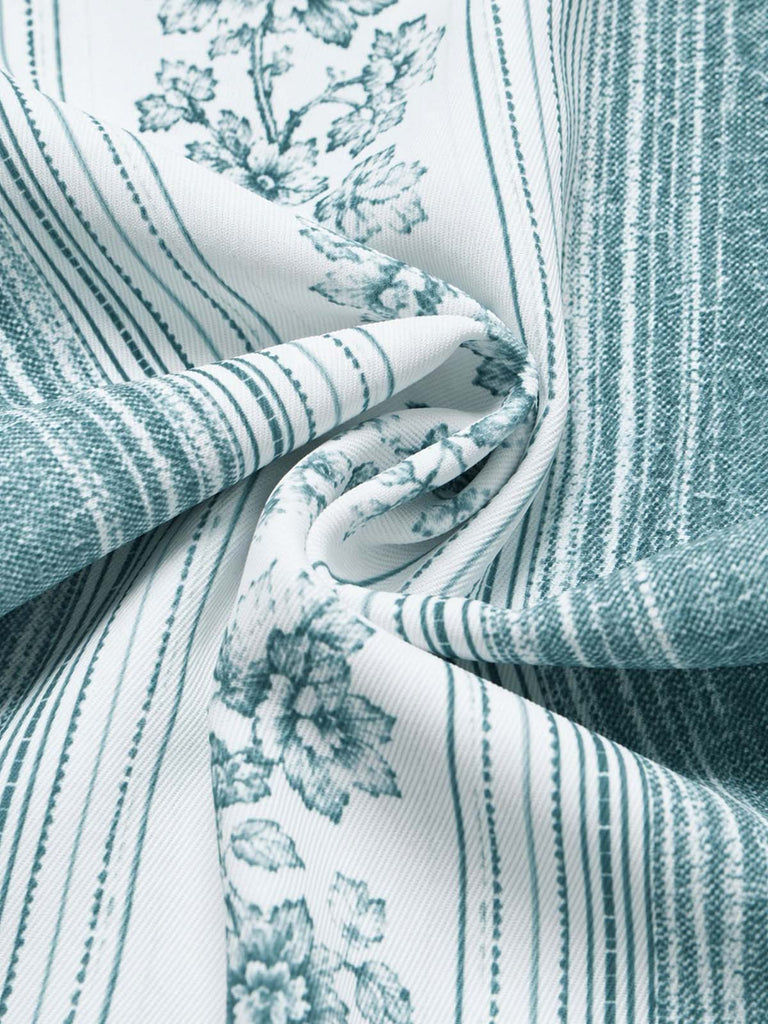 [Prévente] Combinaison à Jambes Larges Boutonnée Ceinturée Floral Bleu Clair Années 70
