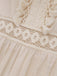 Combinaison à Bretelles Spaghetti Dentelle Crochet Franges Beige Années 70